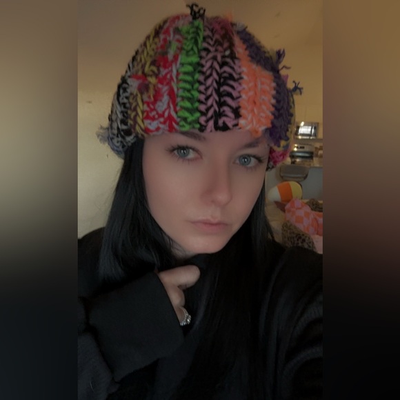Colorful Handmade Scrap Yarn Crochet Beanie - Picture 3 of 3